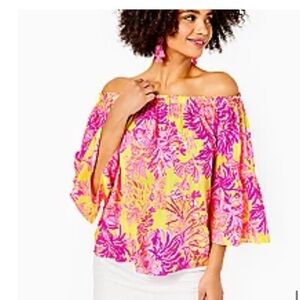 Lilly Pulitzer off the shoulder floral blouse